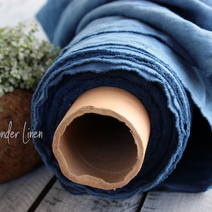 Blue linen fabric / 100% soft washed flax by meter or yard /  pure softened linen for sewing / medium weight linen / stonewashed