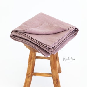 Sábana encimera de lino. Ropa de cama tamaño king de lino suave lavado en rosa palo. Reina lavada a la piedra, rey, sábana gemela. Sábana plana de tamaño estándar y personalizado