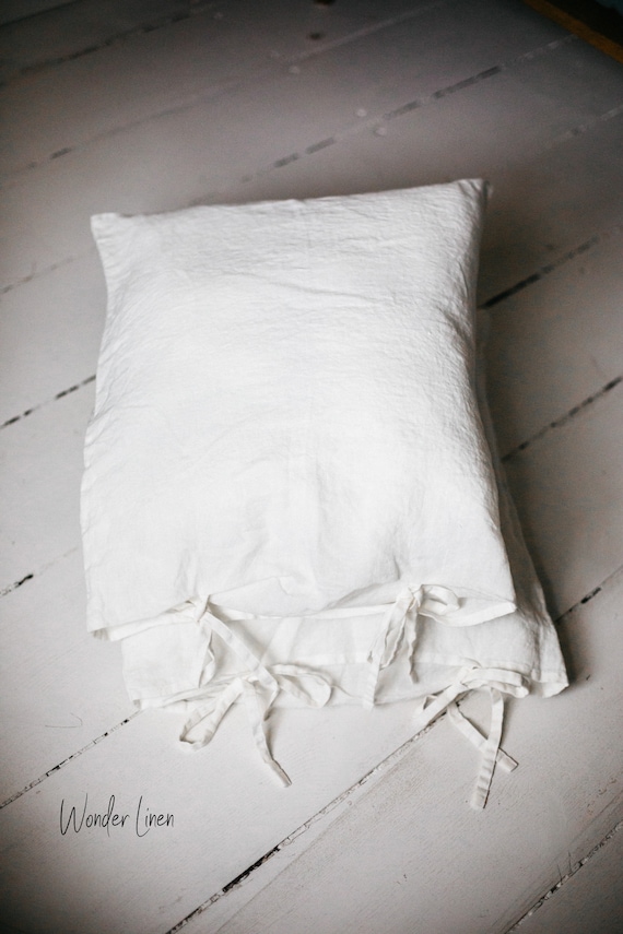 ties. Washed soft linen king bedding Linen Pillowcase Ties Stone Washed Soft