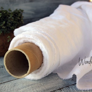 Pure 100% linen fabric / white soft washed eco friendly flax by meter yard / organic softened linen for sewing / stonewashed medium weight