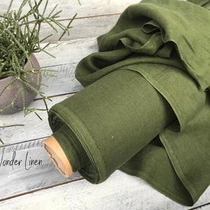 Forest green fabric by half yard or meter / dark green soft washed flax / softened pure linen / stonewashed organic for dress