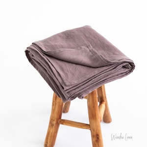 Sábana plana de lino. Ropa de cama king size de lino suave lavado en malva gris topo. Sábana queen, king y twin lavada a la piedra. Sábana plana de tamaño estándar y personalizado
