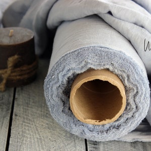 Sky blue linen fabric / 100% soft washed flax by meter or yard / sky blue pure softened linen for sewing / medium weight / stonewashed