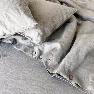 Linen bedding set King or Queen size duvet cover with button closure and 2 envelope pillow cases image 8