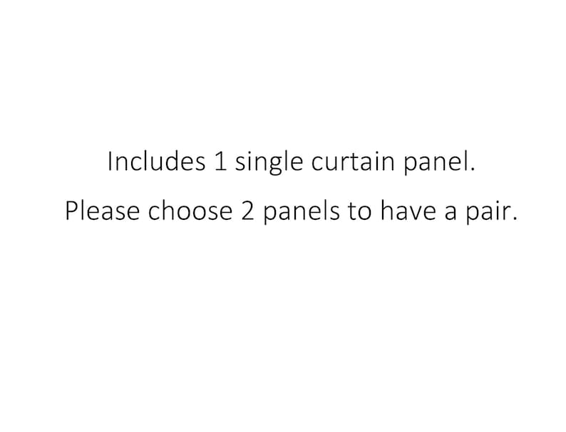 Puede incluir: Texto que dice: "Incluye 1 panel de cortina simple. Por favor, elige 2 paneles para tener un par."