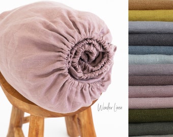 Leinen Spannbettlaken in Holzrose. Ausgewaschenes weiches Leinen König Bettwäsche. Natürliches stonewashedqueen, Spannbettlaken in Standard- und Sondergröße