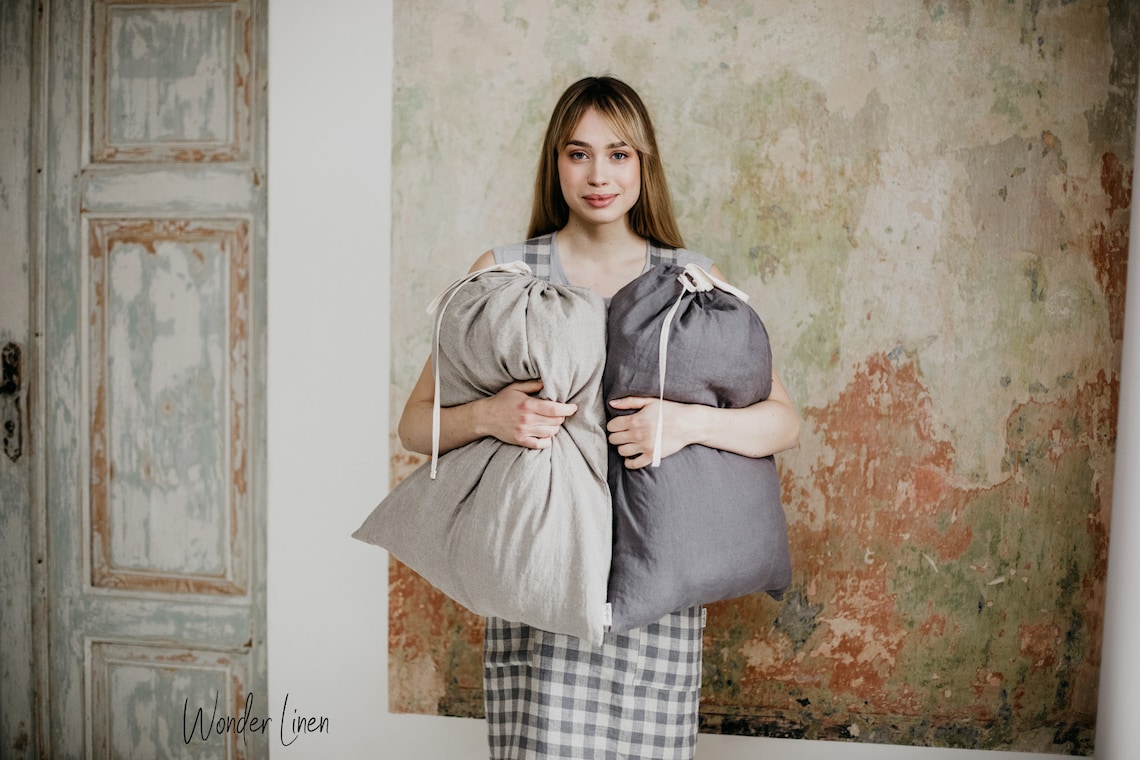 Linen Storage Bag. Washed Soft Linen Laundry Bag With Etsy UK