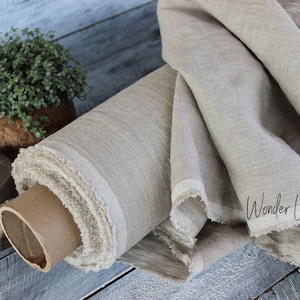 Natural linen fabric / 100% soft washed flax by yard or meter for dress / undyed flax gray pure softened linen / stonewashed organic fabric image 2