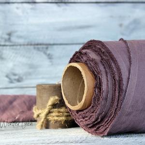 Lavender linen fabric / 100% soft washed flax by meter or yard / grayish lilac pure softened linen for sewing / stonewashed medium weight