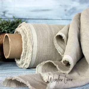 Natural linen fabric / 100% soft washed flax by yard or meter for dress / undyed flax gray pure softened linen / stonewashed organic fabric