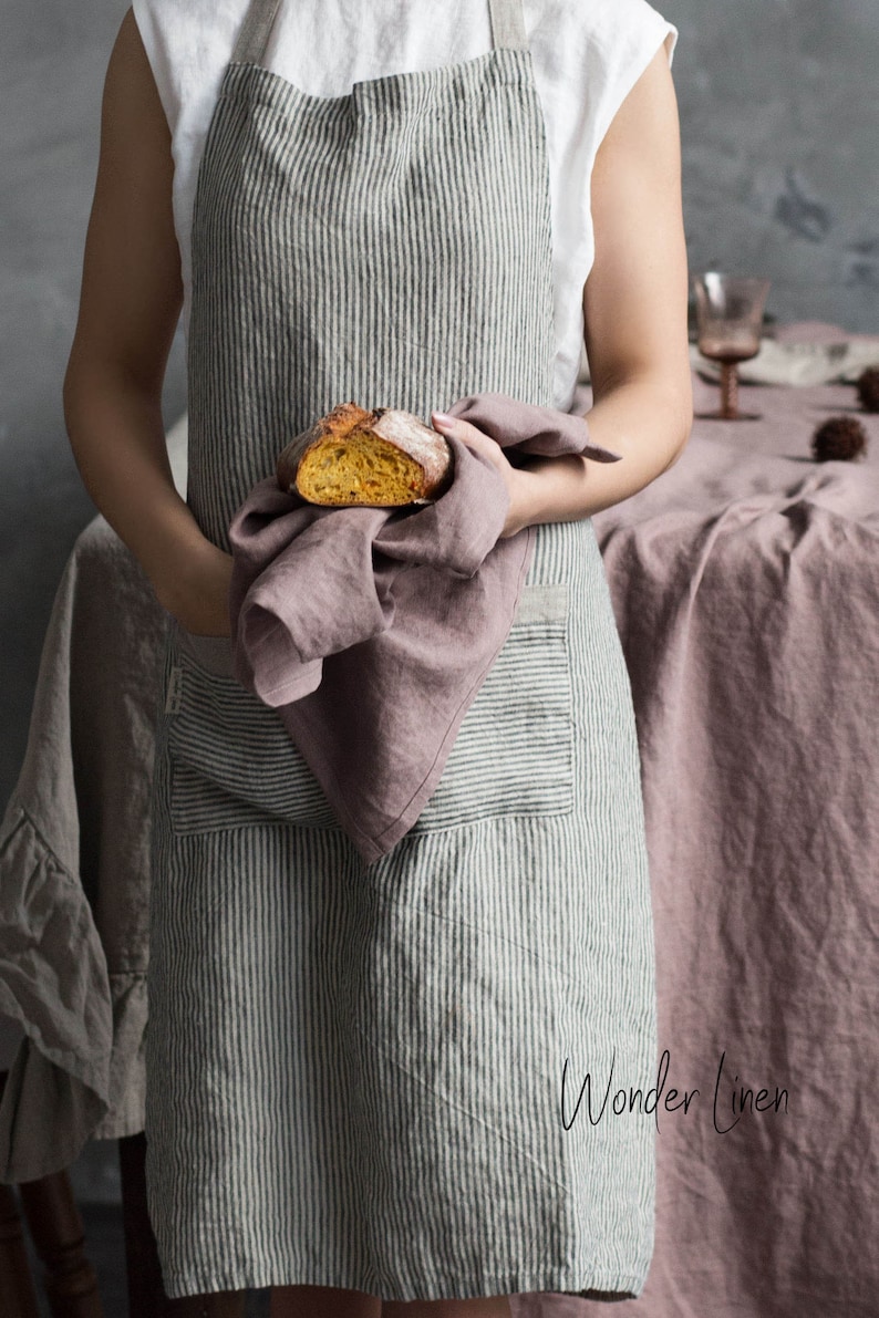 Linen tea towel. Woodrose linen hand towel. Stonewashed soft dish towel. Kitchen towel. Natural linen dishclothes image 1