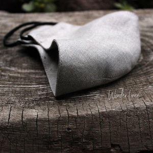 Linen face mask. Natural undyed fabric reusable mask. Stonewashed soft anti dust mask. Face protecting cover. Natural linen breathable mask
