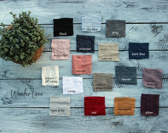 Linen fabric samples / ready to ship /  27 colors organic softened linen swatches / washed flax samples