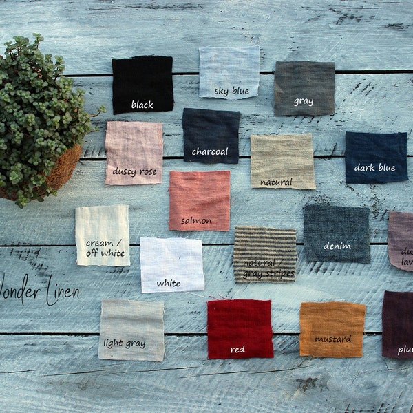 Linen fabric samples / ready to ship /  27 colors organic softened linen swatches / washed flax samples