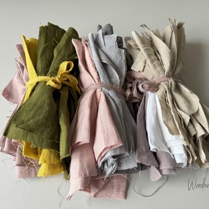 Linen Remnants Bundle 1.1 lbs / 0.5 kg. 100% linen scraps. Soft flax for quilting, pure softened linen for sewing toys, craft projects image 1