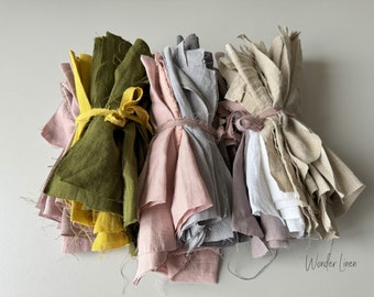 Linen Remnants Bundle 1.1 lbs / 0.5 kg. 100% linen scraps. Soft flax for quilting, pure softened linen for sewing toys, craft projects