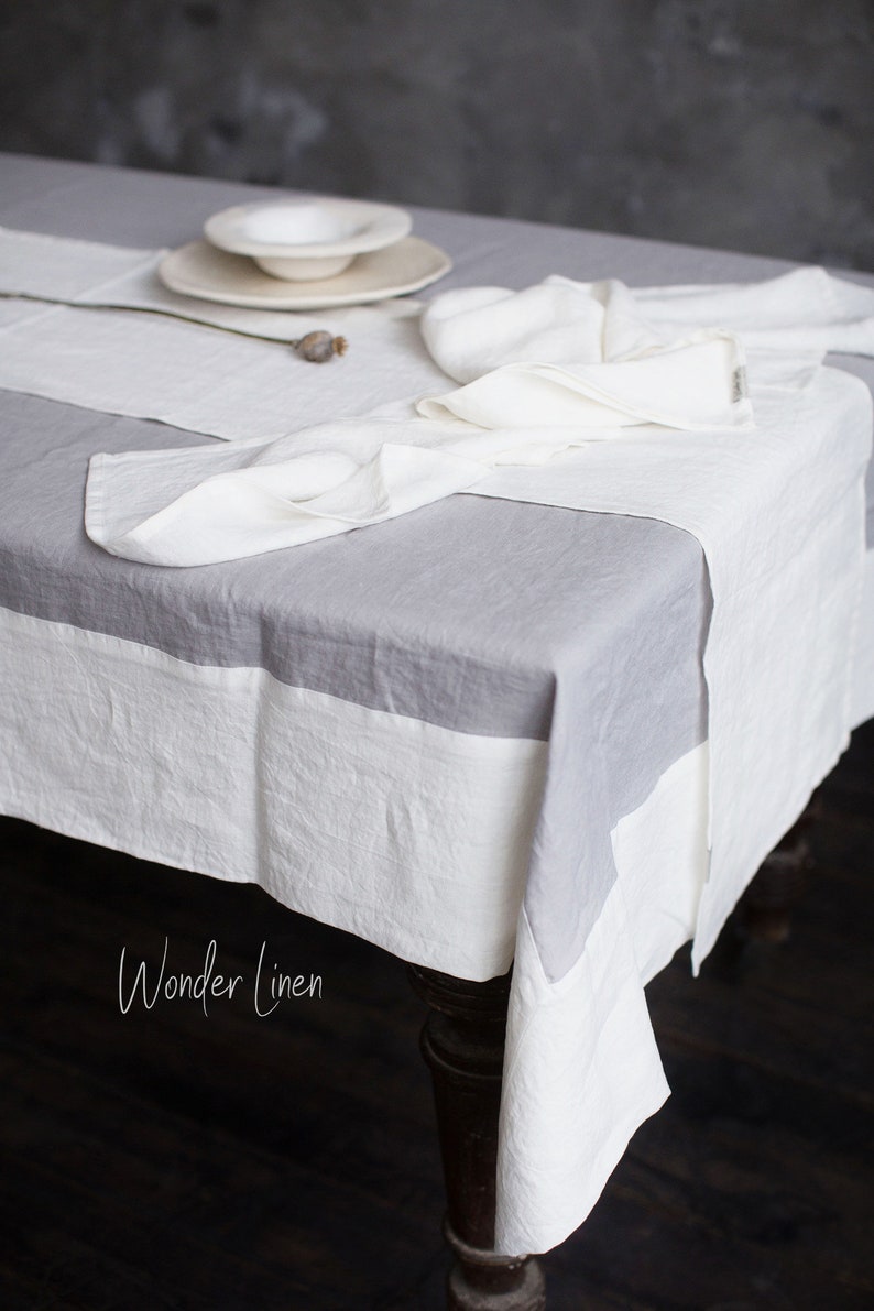 Linen table runner. Washed soft linen table runner in woodrose. Pink stonewashed linen custom size wedding runner. Natural table decor image 2