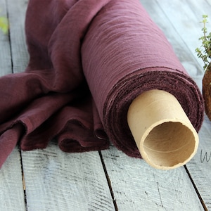 Plum linen fabric by half yard or meter / purple soft washed flax / softened pure linen / stonewashed organic 100% linen for dress