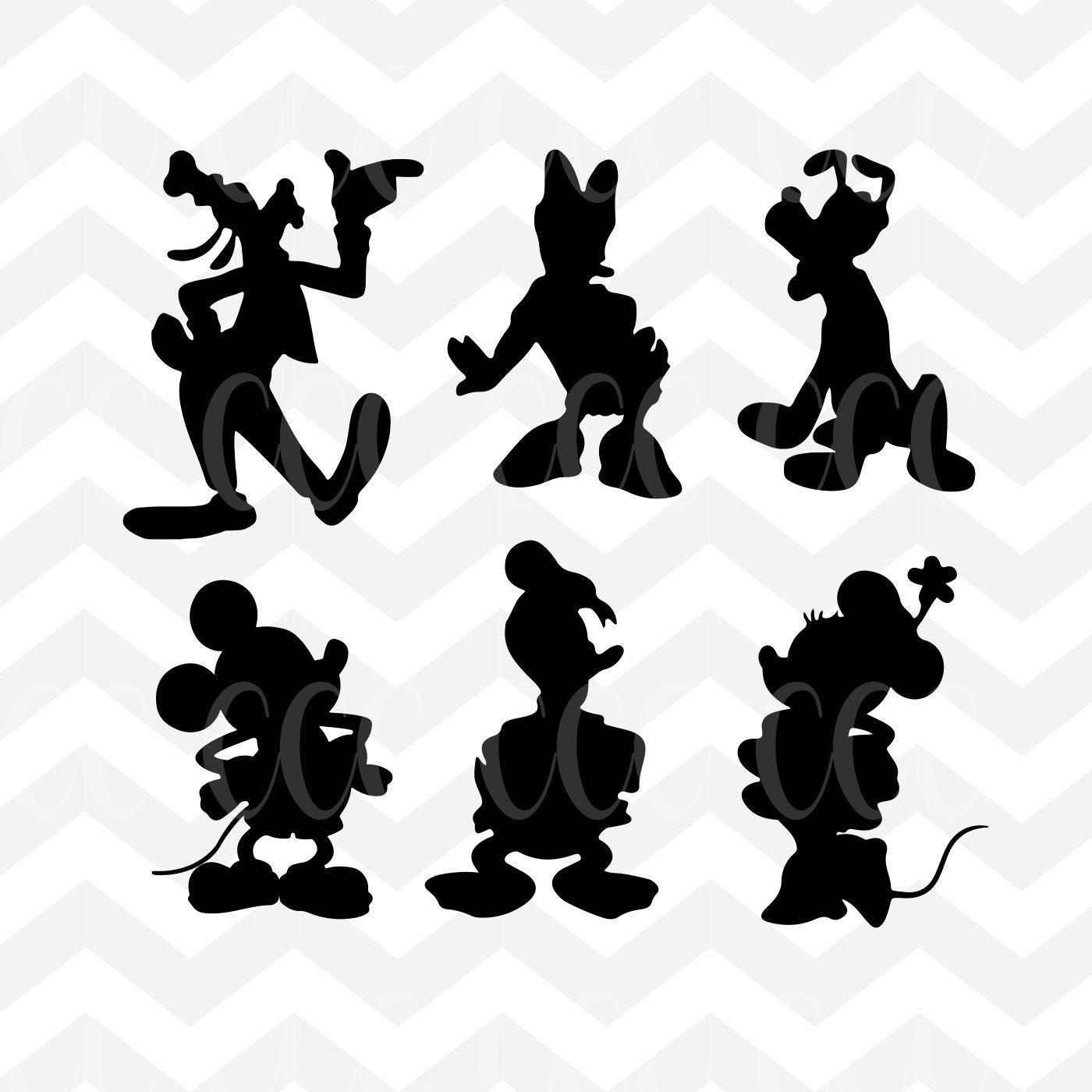 Six Disney Silhouette SVG Cutting Files Mickey Minnie | Etsy