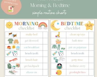 CUSTOM Bedtime Routine for Kids, Morning Routine Checklist, Printable Responsibility Chart, Kids Chart, Instant Digital Download PDF