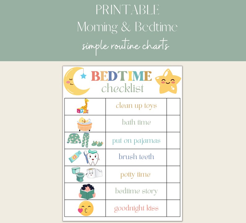 Bedtime Checklist.pdf CUSTOM Bedtime Routine for Kids, Morning Routine Checklist, Printable ...