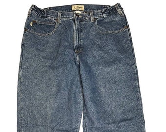 Vintage LL Bean franela forrada jeans de mezclilla pesados hombres 36x29 cintura cómoda