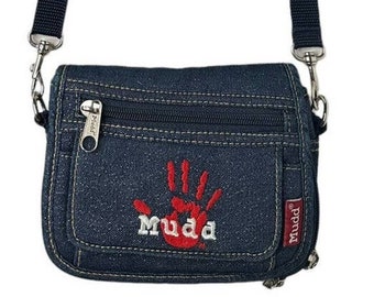MUDD Vintage Y2K 90s Blue Denim Crossbody Bag Purse Organizer Multiple Pockets