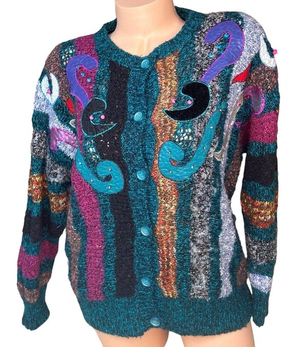 Vtg 90s Jaclyn Smith Multi Color Wild Pattern Embellished Vtg 90s Jaclyn Smith Multi Color Wild Pattern Embellished