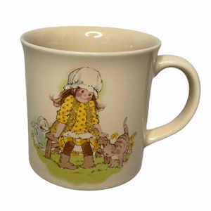 Vintage Otagiri Girl with Cats Coffee Cup Mug Gibson Greeting Card Designs Japan