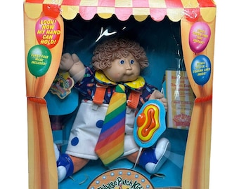 Vtg 1985 Cabbage Patch Kid Circus Kid Boy Doll Dark Blonde Hair Blue Eyes Glen