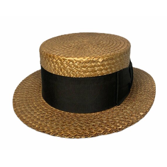 Straw Boater Skimmer Hat 