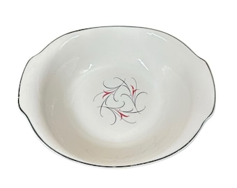 Vtg 1950s Salem China Sernade Black Pink Floral Silver Rim Serving Dish Bowl USA