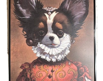 Queenie Thomas Fluharty Chihuahua Dog Victorian Portrait Framed Wall Canvas Art