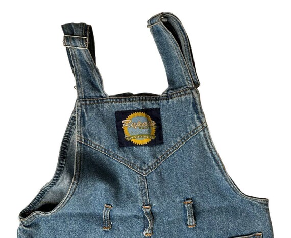 Vtg 90s Y2K Repair Jeans Denim Carpenter Bib Over… - image 6