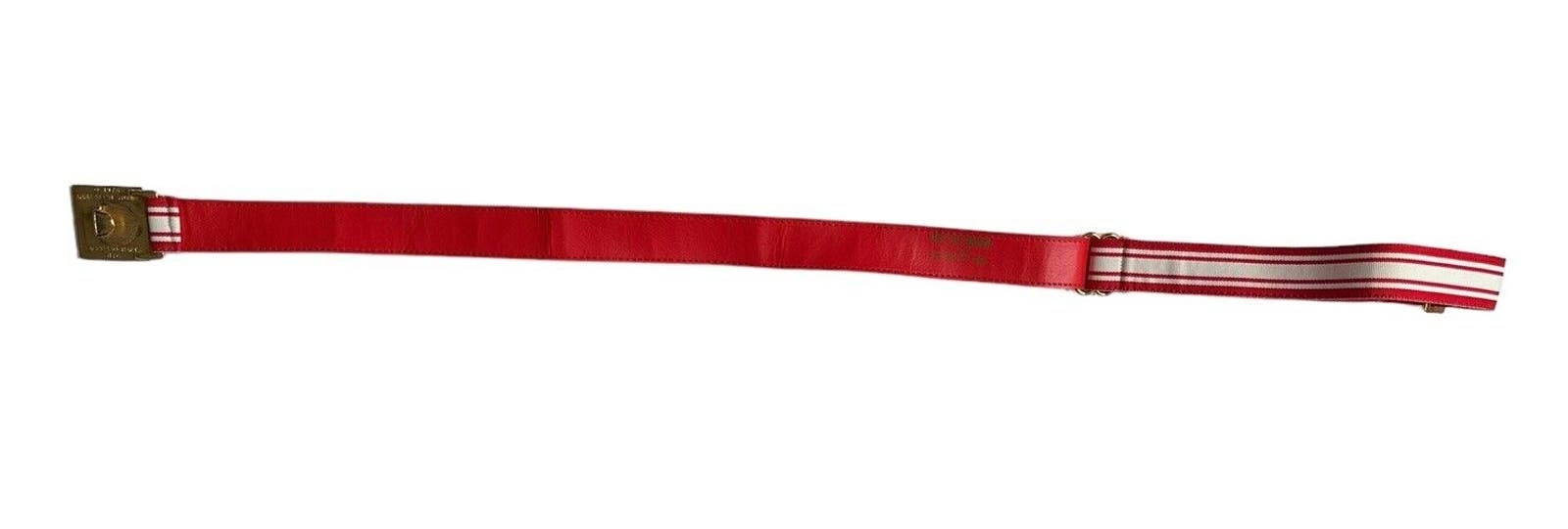 Vintage Anne Klein Studio NYC Gold Lion Buckle Womens Belt Red White 1976 Anne Klein Lion Belts for Women | Mercari main image 3
