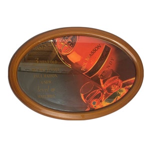 Vintage Paul Masson Grande Amber Brandy Maturity Wood Frame Bar Mirror Man Cave