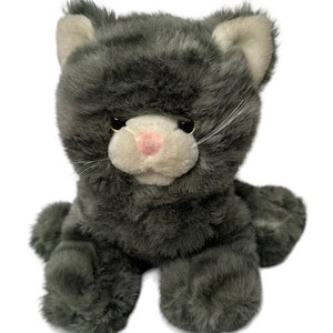 Animal Alley Plush Puppet Gray Striped Cat Stuffed Animal 2000 Vtg Toys R Us 10”