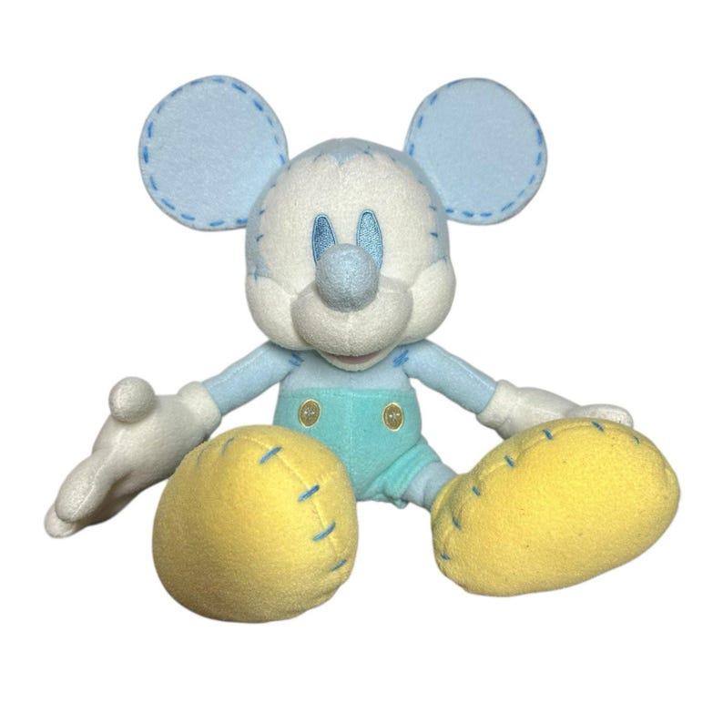 Peluche vintage de Mickey Mouse de Disney en tonos pastel, 38 cm (15"), estilo años 2000. imagen 1