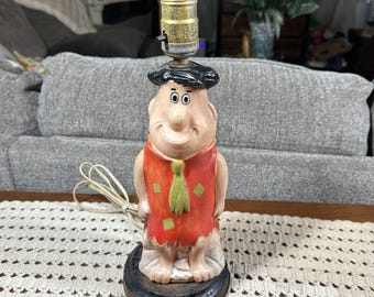 Vtg 60er Jahre Fred Flintstone Blow Mould figürliche Lampe 1961 Hanna-Barbera FUNKTIONIERT!