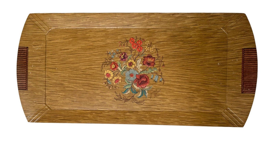 Vintage Hasko Lap TV Trays Set 4 Floral Wood Covered With Etsy