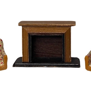 Vintage Calico Critters Floral Living Room Chairs Fireplace Doll House Furniture