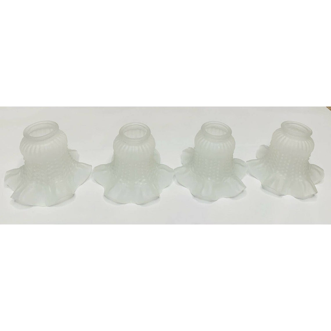 Vintage Glass Frosted Ruffle Edge Light Bulb Covers Shades Lot Etsy