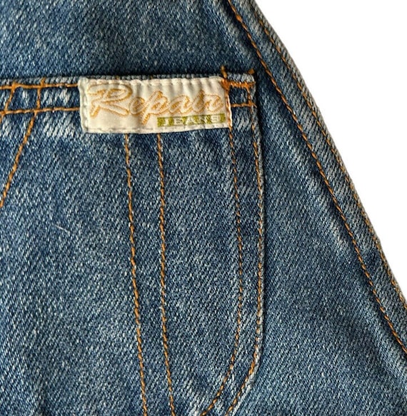 Vtg 90s Y2K Repair Jeans Denim Carpenter Bib Over… - image 4