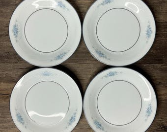Vintage NORITAKE CHADBOURNE Set of 4 Bread & Butter Plates Blue Floral 6.25"