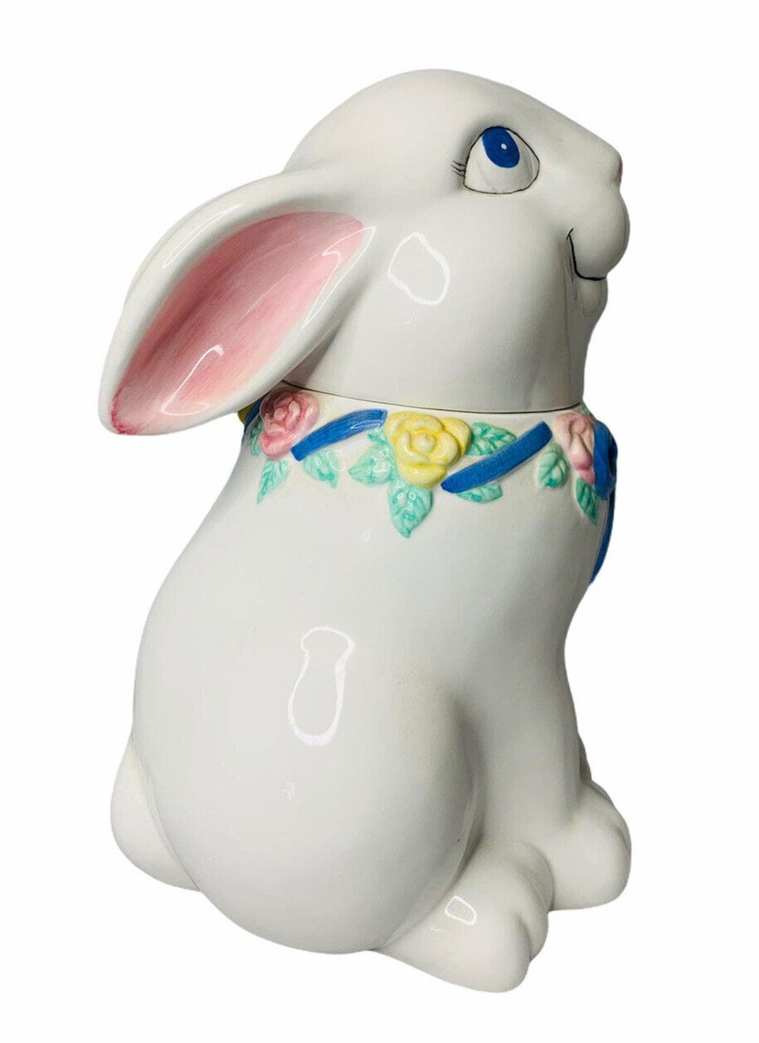 Carson Dragon Co. White Easter Bunny Rabbit Ceramic Cookie Jar 13