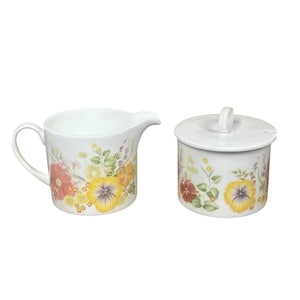 Wedgwood Summer Bouquet Creamer & Zuckerdose Set Bone China England Vtg Floral