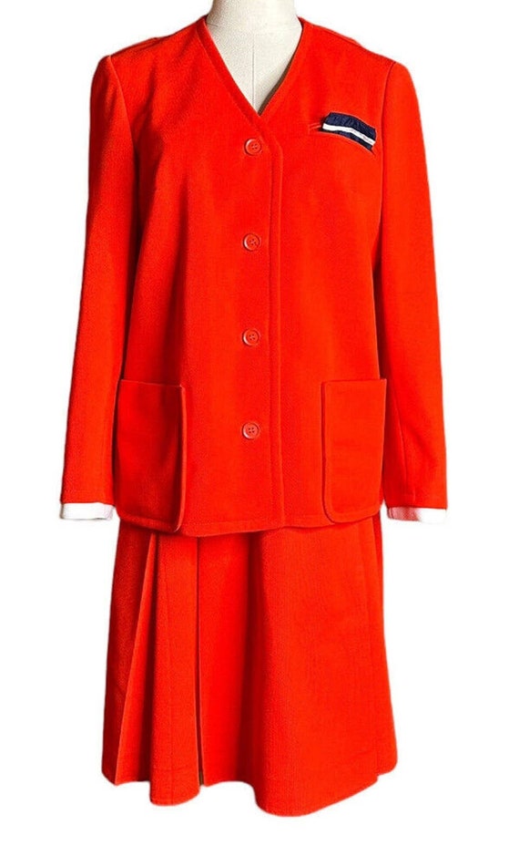 Vtg Butte Knit Womens 2 Piece Red Suit Jacket Plea