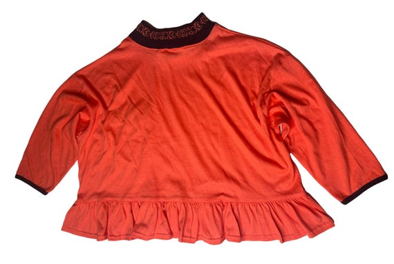 Vintage Womens 80s HANG TEN Coral Black Peplum Ov… - image 7