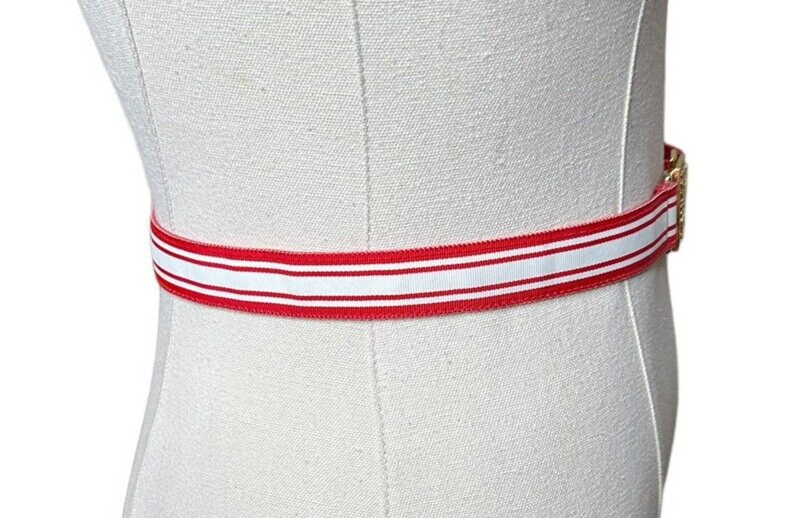 Vintage Anne Klein Studio NYC Gold Lion Buckle Womens Belt Red White 1976 Anne Klein Lion Belts for Women | Mercari main image 4