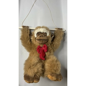 Vintage Goffa Hanging Brown Gorilla Monkey Ape Stuffed Plush with Bar Swing 16&quot;